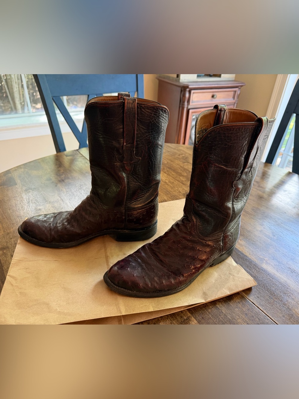 Lucchese men’s classic smooth ostrich roper Western Cowboy Boots